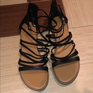 Black strappy flat sandals